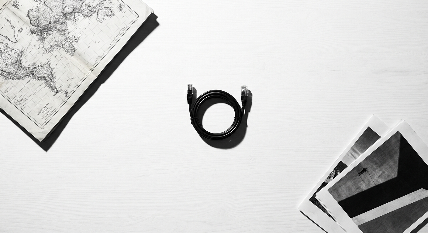 Three objects on a work desk, separated, not yet connected